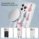 Christmas Case for iPhone 16 Pro Max,Pink Boho Xmas Tree Clear Magnetic Case,Compatible with MagSafe,Soft TPU Bumper Shockproof Protective Cover with Built-in Magnet Ring for Women