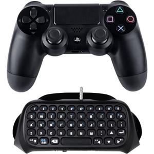 Controller Keyboard for PS4, Wireless Bluetooth Keypad Mini Chatpad Rechargeable Online Gaming Live Chat Message Gamepad Keyboard with Built-In Speaker & 3.5MM Audio Jack for Playstation 4 Dualshock
