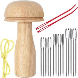 Darning Mushroom, Wood Darning Egg Sewing Tool Repair for Darning Socks, Hats, Pants, Sweaters, DIY Sewing Crafts, Cute Wooden Mushroom Darner Needle Patch Holes