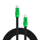 chubbycable Anodized 240W Reflective Shine Charge Cable Durable Soft Silicone USB C Cable Extra Thick Phone Charger Cord, Black+Green,Type-C to Type-C, 9.8FT