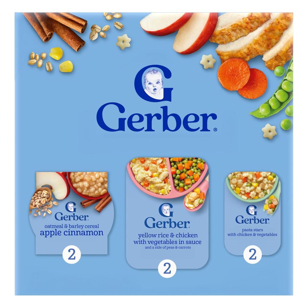 Gerber Toddler Food Variety 6 Pack, All Day Favorites, Breakfast, Lunch & Dinner (EXP 09/29/26)