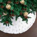 Mr. Pen White Faux Fur Christmas Tree Skirt, 36 inches, Gold Snowflakes