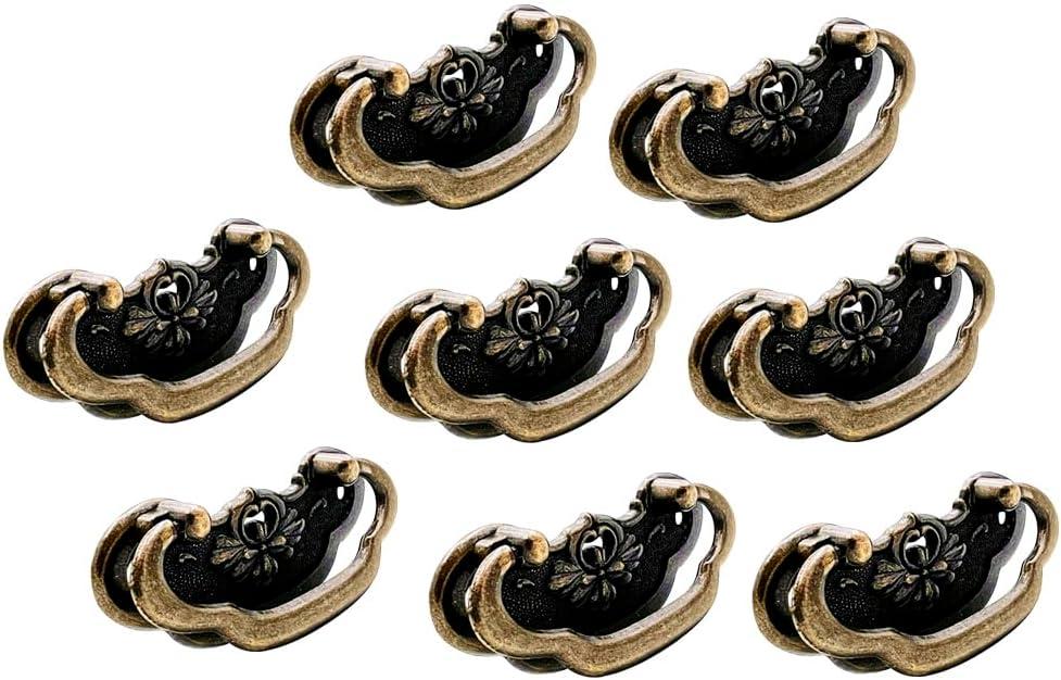 QCAA Vintage Bail Drawer Pull Handle for Furniture Wooden Case Box, Zinc Die Cast, 3" Length x 1-1/4" Height, Antique Brass, 8 Pack, Made in Taiwan