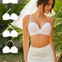 Strapless Bra Non-Slip No Underwire Padded Bandeau Multiway Smoothing Bras Convertible Straps (32D, White)