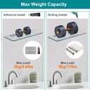 Glass Shower Shelves for Bathroom 2 Tiers Tempered Glass Floating Wall Mounted Shelves for Inside Shower Adhesive Organizer Storage with Aluminum Brackets 15 x 5 Inches