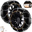 DEDC Snow Chains for Car, Snow Tire Chains for SUVs and Trucks, Auto Trac Tire Traction Wheel Chains 1 Min Quick Fit Easy Chainsaw Reusable Universal Emergency Traction Chain - Set of 2 (HKN-120)