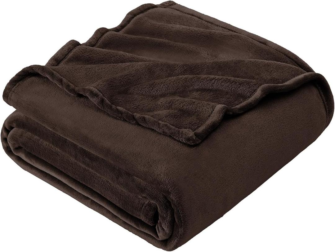 Hansleep Fleece Brown Twin Blanket, Super Soft Flannel Fuzzy Plush Cozy Blanket for All Seasons, Brown, Twin 60x80 Inches