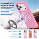 XIQI Compatible with iPhone 17 Pro Max Case 6.9'' with Magnetic 360 Rotatable Ring Stand & AI Camera Control Button[Compatible with Mag-Safe] Translucent Matte Phone Cover for Men Wowen,Pink