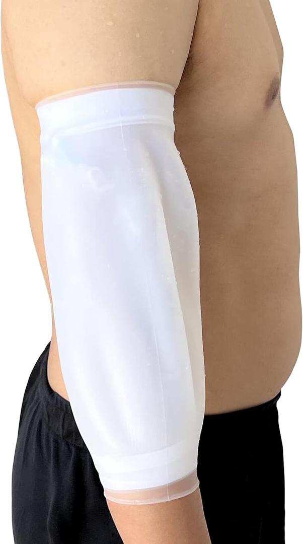 PICC Line Shower Cover Waterproof Elbow Dressing & PICC Line Protector for Showering, Medical Silicone Arm Sleeve to Keep IV Lines & PICC Lines Dry, Attached with 2 Cotton Arm Liners (S (8.5"-10.2"))