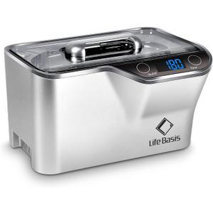 LifeBasis Ultrasonic Cleaner, Professional 45kHz Ultrasonic Jewelry Cleaner 20 Ounces (600ML) with Digital Timer, Watch Holder Ultrasonic Glasses Cleaner for Rings, Coins, Watches, Dentures, Silver