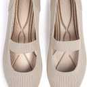 TINGRISE Women's Flats Shoes Pointed Toe Knit Washable Ballet Comfortable Dressy Mary Jane Flat Beige US10
