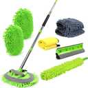 62'' Car Wash Brush with Long Handle Car Wash Mop Mitt Chenille Car Cleaning Kits Windshield Window Squeegee Car Duster Microfiber Towel Gloves for Cars RV SUV Truck 11PCS