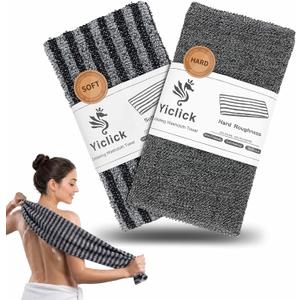 Exfoliating Washcloth Towel, Back Scrubber for Shower for Women, Exfoliating Body Scrubber, Loofah Sponge Wash Cloth, Korean Japanese Exfoliating Shower Towel, Exfoliator Washer for Bath