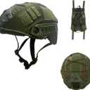 Airsoft Fast Helmet with Helmet Cover,PJ Type Tactical Helmet with Front NVG Mount and Side Rail,Military Tactical Airsoft Gear (OD)