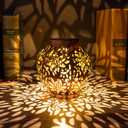 JOIEDOMI 2 Pack Outdoor Solar Hanging Lantern Lights, Waterproof Tabletop with Handle, LED Moroccan Lanterns, Metal Decorative Garden Solar Lights Christmas for Patio, Lawn, Porch, Backyard