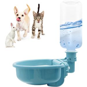 VANNON 16oz Pet Water Bottle, Gravity Dog Water Bowl Dispenser for Cage, Anti-Overflow Water Dispenser for Small Dogs, Cats, Rabbits and Other Small Animals, BPA Free, Blue