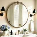 Round Antique Mirror, 24 Inch Traditional Black Vintage Bathroom Mirror for Wall, Gold Round Mirror for Living Room Vintage Mirrors for Wall Decor,Entryway,Bedroom,Hallway