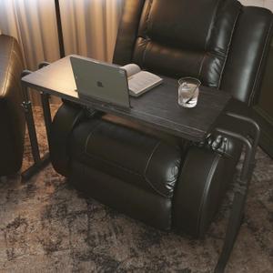 Overbed Table with Wheels, Height Adjustable Hospital Bed Table with Tablet Slot and Edge Stopper, Rolling Over Bed Desk for Recliner, Sofa, Single Bed, Laptop and Meals, Black, 15.8 inches x 31.5 inches x 39.8 inches