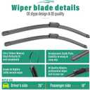26" 18" 16" Windshield Wiper Blades Replacement for Subaru Outback 2020 2021 2022 2023 2024 2025 Premium All Weather Front Rear Wipers Set - OEM Quality (Pack of 3)