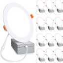 12 Pack 6 Inch 6000K Daylight Ultra-Thin LED Recessed Ceiling Light with Junction Box, 1080LM Brightness, LED Light Canless Wafer Downlight 12W 110W Eqv Can-Killer Downlight. (White)