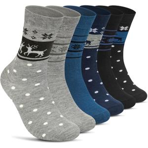 Women Girls Socks Cute Animal Socks Cat Dog Cow More Fun Novelty Socks Gifts for Girls Christmas Birthday (Reindeer 1-6 Pairs)