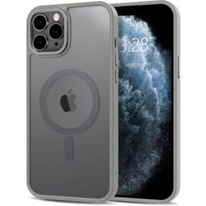 Anuck Case for iPhone 11 Pro Max Case Magnetic Phone Case Compatible with MagSafe, Soft TPU Bumper Hard Translucent Matte Back Slim Fit Shockproof Protective Cover for Men Women Girls - Gray