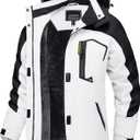 TACVASEN Women's Winter Jacket Waterproof Ski Jackets Snow Coat Warm Fleece Rain Jacket with Hood Windbreaker (Medium, White Black)