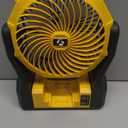 Battery Operated Fan for Dewalt 20V Max Battery, 5.7m/s High Speed Rechargeable Portable Fan with USB Powered & 4 Speed & 2 Light for Camping, Workshop, Garage, Jobsite (Not Included Battery) - Yellow