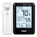Indoor Outdoor Thermometer Wireless Weather Station External Thermometer Hygrometer Monitor with 330ft Range Remote Sensor, Battery Operated Backlit Display (Black)