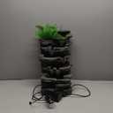 Biling 5-Tier Cascading Rock Outdoor Water Fountain with LED Lights and Artificial Fern, Outdoor Fountains and Waterfalls with Natural Stone Look for Garden, Patio, Backyard, Deck (Gray)