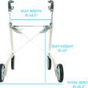 byACRE Carbon Ultralight Rollator Walker with Organizer Bag, Wide Track, Oyster White