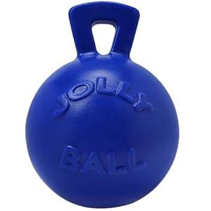 Jolly Pets Tug-n-Toss Dog Toy Ball with Handle, 8 Inches/ Large, Blue