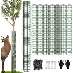 48" Metal Tree Trunk Protector, 8 Pack Mesh Tree Guards Tree Protectors with Zip Ties, Stakes, ExpandableTree Trunk Protector Guard, Tree Protectors from Deer, Mower, Animals(48",8 Pack)