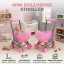 Toddmomy 2Pcs Miniature Stroller Toy Dollhouse Miniature Baby Carriage Plastic Dollhouse Furniture Nursery Doll House Accessories (Easy Assembly, Doll Not Included)