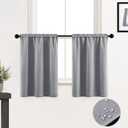 XTMYI Short Curtains for Windows,Waterproof Blackout Front Door Window Curtain for French Door Glass,Light Grey,36 Inch Length (30"W x 36"L (Pack of 2))