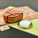 Pocket Magnifying Glass with Leather Box - Domed Magnifying Glass - Monocle Costume Magnifiers - Book Magnifier for Reading - Hand Made Gift (Gold - Without Chain)