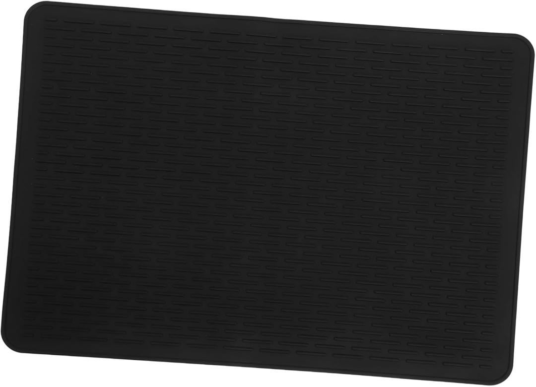 Veemoon Induction Cooktop Mat Heat-resistant Silicone Countertop Protector Non-slip Cooking Pad for Microwave Pot Holder and Utensil Rest Black