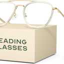 CCVOO Iconic Top Gun Aviator Reading Glasses Premium Readers in Gold UV & Blue Light Blocking Lenses, Magnification Strength: 0.75 x