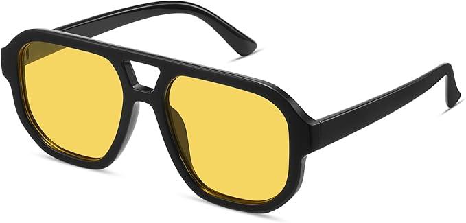 livho Trendy Polarized Square Aviator Sunglasses Women Men Square Eyewear Frame, Retro Sun Glasses for Women Men 2025 Shades