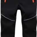 Toomett Boys snow cargo pants, Girls Kids Outdoor Fleece-Lined Soft Shell Hiking Fishing ski Insulated Pants (6-7 Years, Black)