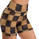 Yoga Shorts High Waisted Tummy Control Biker Shorts for Womens Athletic Running Workout Gym Tennis Shorts (Brown, S)