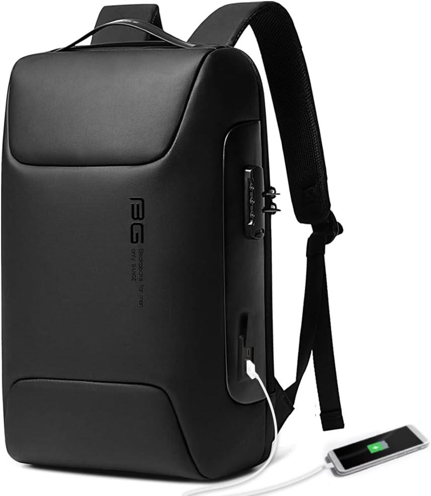 BANGE Anti Theft Backpack,Smart Work Backpack with USB Charging Port, Business Laptop Fit for 15.6 INCH Laptop (one pocket, Black)