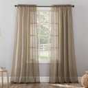 No. 918 Erica Crushed Sheer Voile Rod Pocket Curtain Panel, 51" x 95", Taupe
