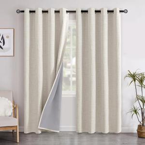 YoungsTex Linen Blackout Curtains 84 Inch Length for Bedroom, Heat Blocking Thermal Insulated Drapes with Grommet Energy Saving for Summer Living Room, 2 Panels, 52 X 84 Inch