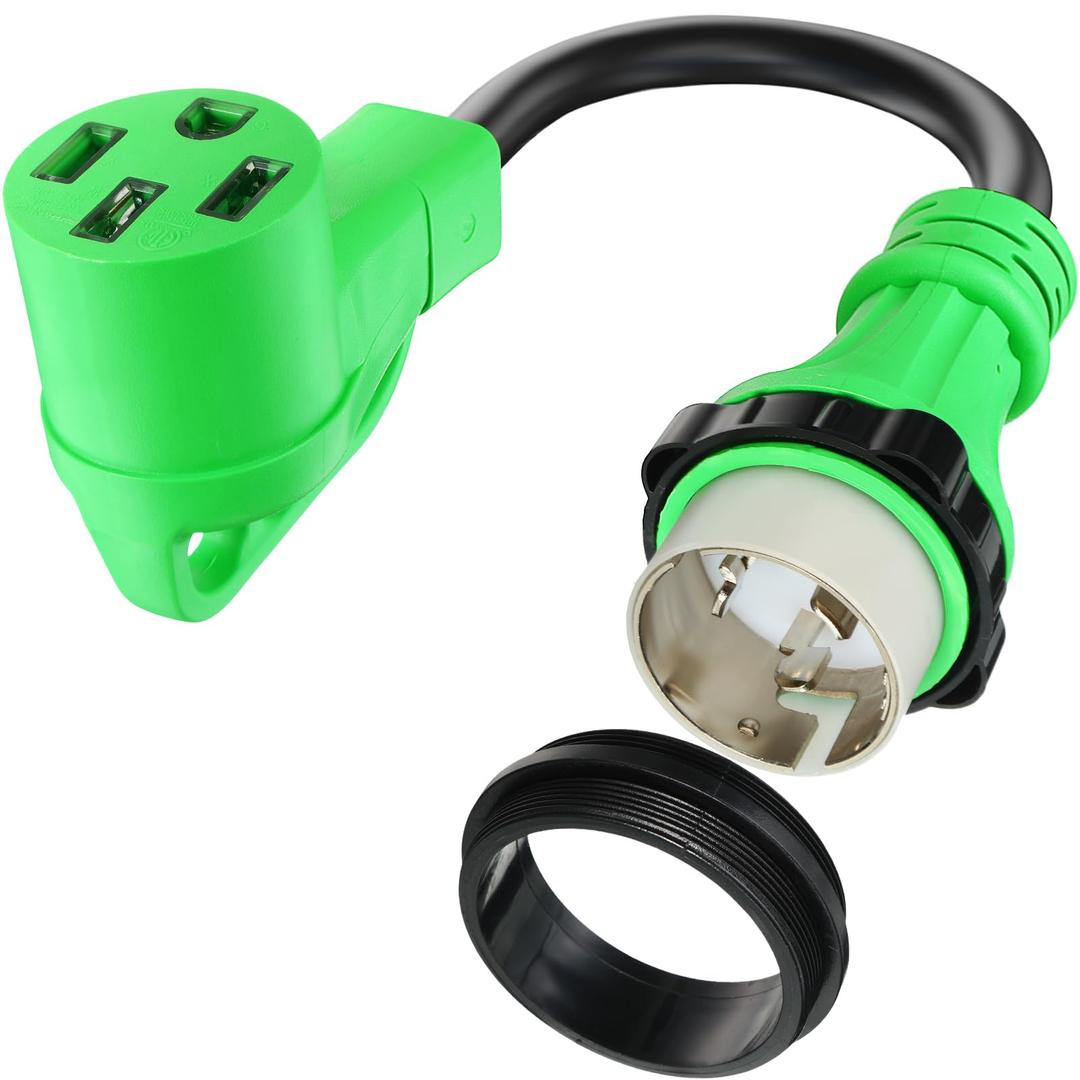 Kanayu RV Power Extension Adapter Cord Compatible with Nema SS2-50P to 14-50R Connector RV Power Cord with Locking for Generator to House