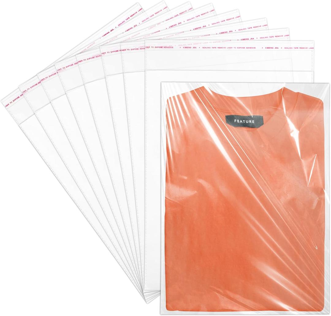 WIKDAY Self Sealing Cellophane Bags 120PCS 9X12 Inches Clear Plastic Shirt Packaging Bags with Seal Sealable for Gift Giving, Packaging Products, Party Favors, Small Business