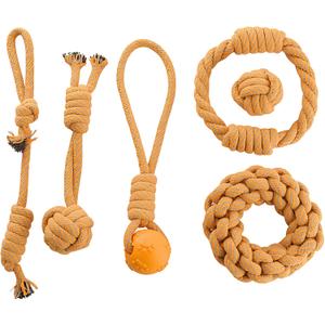 Dog Rope Toy Set  6 Pack Durable Cotton Chew Toys for Puppy, Small & Medium Dogs  Interactive Tug, Fetch & Dental Play Set  Safe for Puppy Teething  Supervised Play Recommended