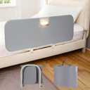Travel Bed Rails for Toddlers with Motion Sensor Light, Foldable Toddler Bed Rail 48" Extra Long Safety Guard, Deep U-Shaped Base (No Straps Needed) for Twin, Full, Queen & King Mattresses