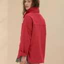 Locachy Women's Casual Oversized Polo Neck Sweatshirt Lapel Long Sleeve Button Pullover Tops Fashion Outfits Clothes (Red, XL)