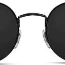 grinderPUNCH Classic Retro Sunglasses for Women Men, UV400 Protection Lens and Lightweight Men Sun Glasses Circle Metal Frame (Black Lens)